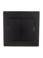 Выключатель 2-кл. 1п СП Mira 10А IP20 с подсветкой со вставкой черн. бархат  701-4242-112