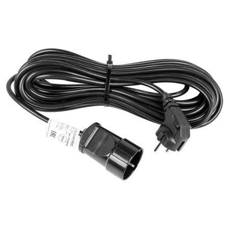 Удлинитель-шнур 1х10м с заземл. 6А IP44 1.3кВт ПВС 3х0.75 черн.  11-7089