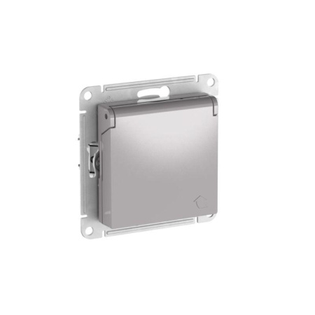 Розетка AtlasDesign 16А IP20 с заземл. со шторками с крышкой быстрозажим. клем. механизм алюм. SE ATN000346S