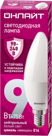 Лампа светодиодная 90 411 OLL-C37-9-230-4K-E14-FR (PRO 90-240В)  90411