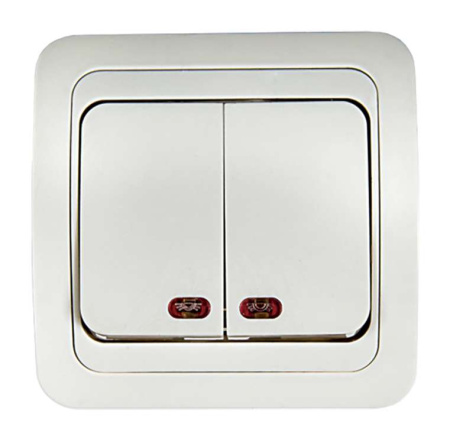Выключатель 2-кл. СП Classico 2123 10А IP20 с подсветкой бел. ASD /  4680005959877