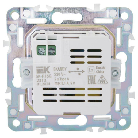 Розетка USB A+A 3.1А SKANDY SK-R15G графит  SK-U21-D31-K53