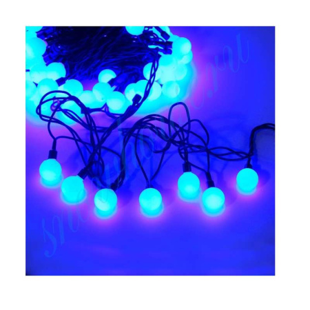 Гирлянда светодиодная "Шарики" 100LED син. 2.4см наружняя соединяемая до 3мод.  4690601004321
