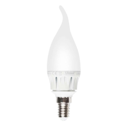 Лампа светодиодная LED-CW37-6Вт/WW/E14/FR ALM01WH пластик  08137