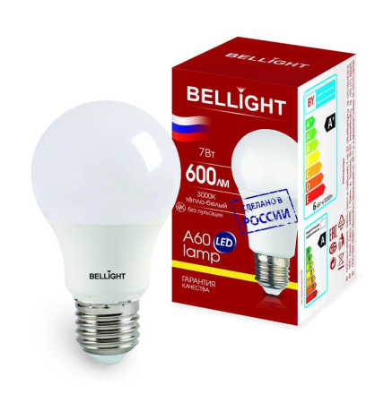 Лампа светодиодная LED A60 220В 7Вт E27 750лм 3000К  88297785