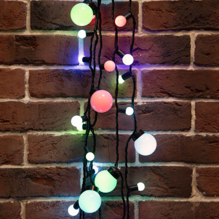 Гирлянда светодиодная "Мультишарики" 10м d17.5мм d23мм d45мм 80LED RGB 10Вт 220-240В IP65 провод ПВХ черн.  303-589