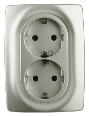 Розетка 2-м СП 12 12-2106-15 16А IP20 16AX 250В 2х2P+E Schuko перламутр.  Б0031237
