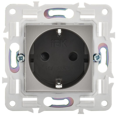 Розетка SKANDY 16А с заземл. защ. штроки SK-R04N никель  SK-R14-16-K50