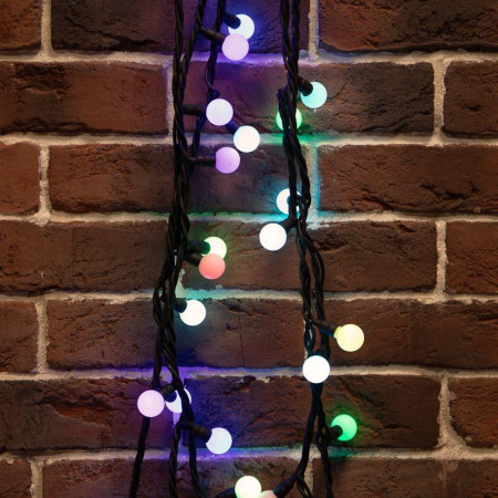 Гирлянда светодиодная "Мультишарики" 10м d17.5мм 80LED RGB 5Вт IP65 провод черн. каучук  303-679