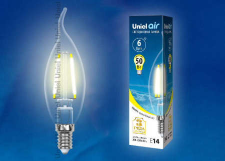 Лампа светодиодная LED-CW35-6Вт/WW/E14/CL GLA01TR прозр.  UL-00002199