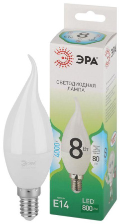 Лампа светодиодная GREEN LINE BXS-8W-840-E14 GL E14 8Вт свеча на ветру яркий свет бел.  Б0067114