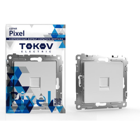 Розетка телефонная 1-м СП Pixel RJ11 механизм бел.  TKE-PX-RT1-C01