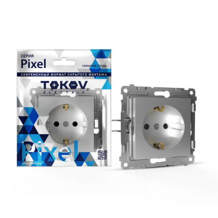 Розетка 1-м СП Pixel 16А IP20 с заземл. механизм алюм.  TKE-PX-R1Z-C03