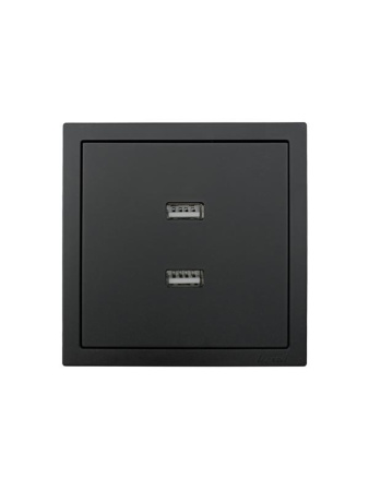 Розетка 1-мест. с 2-мест. USB разъем СП ZIMA IP20 черн. бархат  704-4288-192