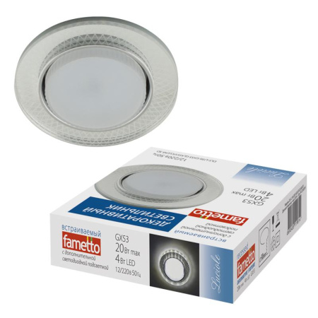 Светильник точечный декоративный DLS-L156 GX53 Glassy/Clear 3D GX53 встраив. доп светодиод. подсветка 4Вт без лампы  UL-00005321