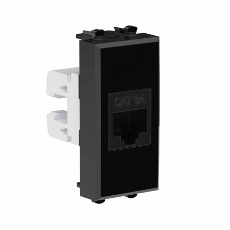 Розетка компьютерная 1мод. Avanti "Черный квадрат" RJ45 кат.6A без шторок модульная механизм  4402671