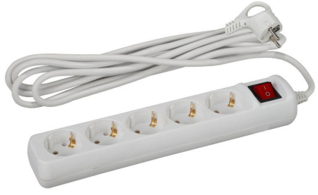 Удлинитель 5х5м с заземл. 16А IP20 U-5es-5m-3х1 ПВС 3х1 с выкл.  Б0028383