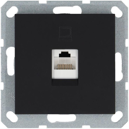 Розетка компьютерная 1-м RJ45 IP20 кат. 5E механизм черн. матовый soft touch  G6105PB