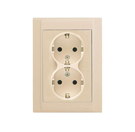Розетка 2-м СП Defne 16А IP20 с заземл. крем  42010057