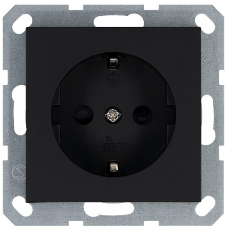 Розетка 1-м Shuko 16А IP20 с заземл. защ. шторки механизм черн. матовый soft touch  G5501PB
