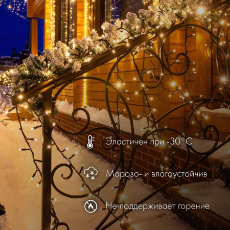 Гирлянда светодиодная "Нить" 10м 100LED бел. 12Вт 24В IP65 эффект мерцания провод ПВХ черн.  305-245