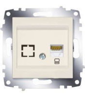 Розетка компьютерная 1-м Cosmo RJ45 кат.6 + гнездо механизм крем.  619-010300-247