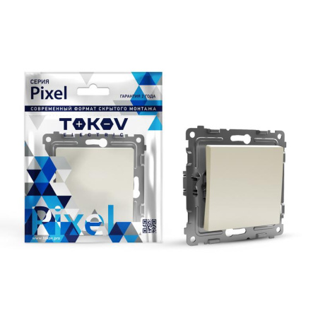 Переключатель проходной 1-кл. СП Pixel 10А IP20 механизм беж.  TKE-PX-P1-C02