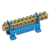 Шина "N" нулевая с синим изолятором тип "Стойка" на DIN-рейку 6x9мм 10 групп  11-2354