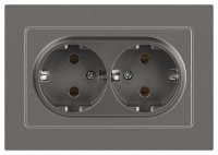 Розетка Accent 6-205-09 двойн. 2X2P+E Schuko 16А-250В IP20 СУ AL/CU титан  Б0063500