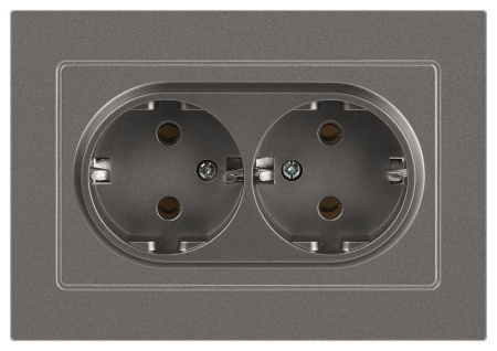 Розетка Accent 6-205-09 двойн. 2X2P+E Schuko 16А-250В IP20 СУ AL/CU титан  Б0063500