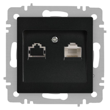 Розетка Accent 6-303-05 информационная RJ45 IP20 СУ антрацит  Б0063634
