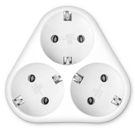 Разветвитель 3-м с заземл. 16А IP20 BU-PS3VG-W треугольник бел.  352737