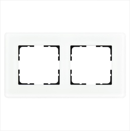 Рамка закругленная 2-м G-Glass стекло матовый бел.  G1002GW-RM