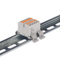 Блок распределительный зажим push-in 10 точек подключения 2.5кв.мм сер.  DTP1-010-04SPUG Блок распределительный зажим push-in 10 точек подключения 2.5кв.мм сер.  DTP1-010-04SPUG