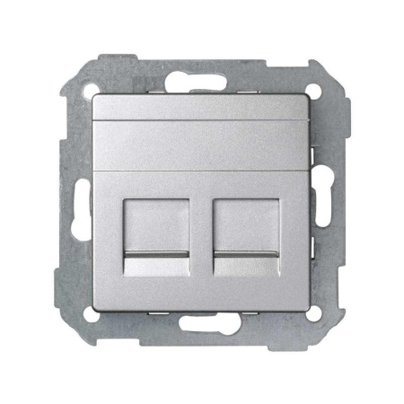 Адаптер на 2 RJ45 коннектора 82 защ. шторки матов. алюм.  82006-93