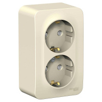Розетка 2-м ОП Blanca 16А IP20 250В с заземл. защ. шторки молоч. SE BLNRA011202