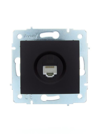 Розетка компьютерная 1-м СП ASTI IP20 RJ45 механизм Cat 5e черн. бархат  7081-4288-139