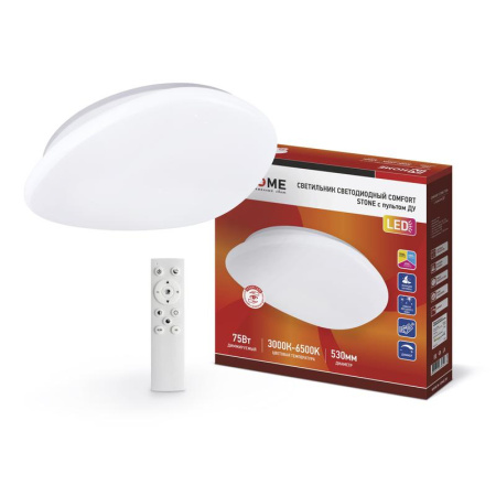 Светильник светодиодный COMFORT STONE 75Вт 230В 3000-6500К 6000лм 530х105мм с пультом ДУ  4690612035642