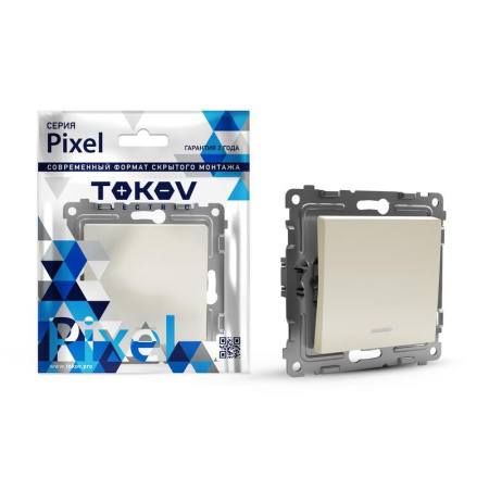 Выключатель 1-кл. СП Pixel 10А IP20 с индикатором механизм беж.  TKE-PX-V1I-C02