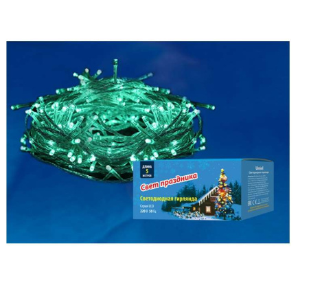 Гирлянда светодиодная ULD-S0500-050/DTA GREEN IP20 5м с контроллером 50 светодиодов зел. провод прозр.  UL-00005760