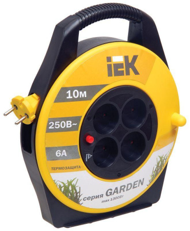 Удлинитель на катушке 4х10м без заземл. 6А IP20 Garden УК10 2х0.75 термозащита  WKP23-06-04-10