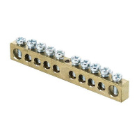 Шина PEN "ноль-земля" 6х9 10 отвер. латунь крепеж по центру PROxima  sn0-63-10