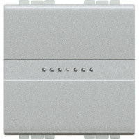 Кнопка 1-кл аксиальная 10А 250В. Livinglight авт. клеммы. 2мод. алюм. Leg BTC NT4055M2AN