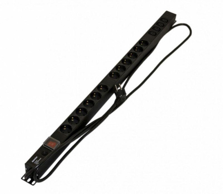 Блок розеток вертик. 12 розеток Schuko 4 розетки IEC320 C13 выкл. с подсветкой защита от перенапряжения кабель питания 2.5м (3х1.5мм2) с вилкой Schuko 16А 250В 950х44.4х44.4мм (ДхШхВ) SHE-12SH-4IEC-SF-2.5EU  396986