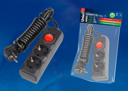 Удлинитель 2х3м с заземл. Standart S-GCD2-3B черн.  UL-00003607