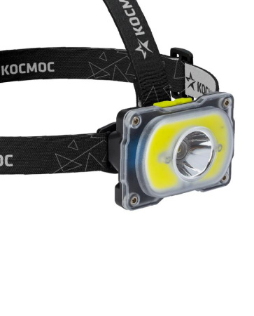 Фонарь аккумуляторный налобный 3Вт XPE LED+5Вт COB LED Li-ion 18650 1200мА.ч корпус ABS-пластик индикатор уровня заряда USB-шнур type C регулируемый эласт. ремешок  KOC507Lit