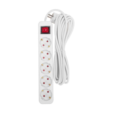 Удлинитель 5х5м с заземл. STANDARD 3х1кв.мм с выкл. бел.  13-4033