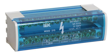 Шина на DIN-рейку в корпусе (кросс-модуль) ШНК 2х15 L+PEN  YND10-2-15-125