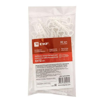 Дюбель-хомут d6х12мм для плоского кабеля полипропилен бел. (уп.50шт)  plc-cd-6x12w