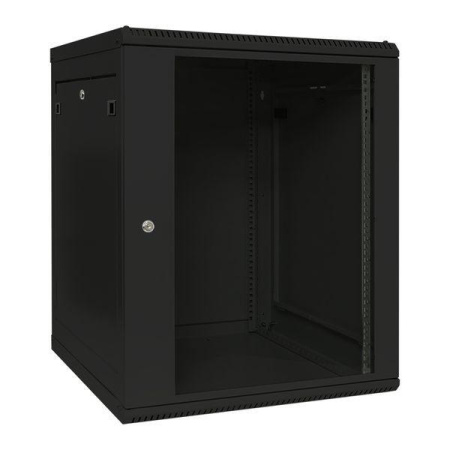 Шкаф настенный TERACOM PRO 19дюйм 15U 600х600мм дверь стеклян. с замком-ручкой черн.  TRP-WLL-1566-40B